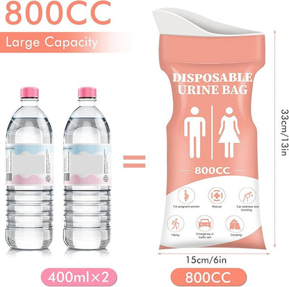 DIBBATU Disposable Urinal Bag,12 PCS 800ML Emergency Urine Bag, Unisex Urinal Bag, Portable Camping Pee Bag, Travel Urine Bags Vomit Bag for Traffic Jams, Camping, Hiking, Pregnant, Patient, Kid