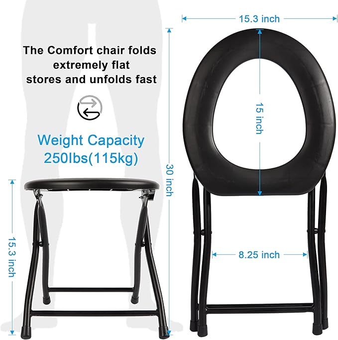 Portable Toilet Seat, Stainless Steel Emergency Toilet, Folds Camping Toilet Seat, Convenient for Camping, Travel & Emergency