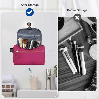 Hanging Toiletry Bag for Women and Men Traveling Makeup Large Capacity Cosmetics Portable Dopp Kit Storage Organizer Bag with Hanging Hook for Toiletries Brushes Shaving Tools (Red)