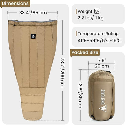 OneTigris Featherlite Ultralight Sleeping Quilt, Weighs 35oz, Warm Hammock Topquilt 40 Degree, with Footbox, Perfect for Outback Camping, Hiking, Backpacking and Hammocks