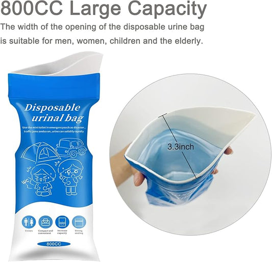 Disposable Urine Bags, 12/24 Pack Camping Pee Bags, Disposable Urinal Bag, Travel Urinal Bag, Toilet Traffic Jam Emergency Portable Toilet for Men Women Kids Patient (Blue-24pack) (12 Pack-Blue)