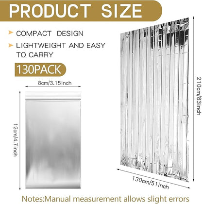 Emergency Blanket Bulk Mylar Survival Thermal Blankets Pack Silver Foil Reflective Blankets for Cold Outdoors Camping Hiking First Aid Shelter Space Emergency Supplies Blanket Set