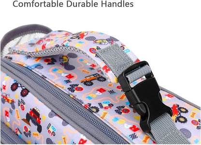 FlowFly Kids Lunch box with buckle Insulated Cooler Back to School Thermal Meal Tote Kit for Girls, Boys, Truck