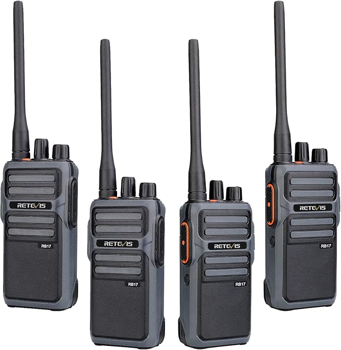 Retevis RB17 Walkie Talkies for Adults,Rechargeable 2 Way Radio with USB Charging,Durable Two Way Radios with 4400mAh Large Battery,Handsfree Emergency Alarm,for Gifts Skiing Hunting Outdoor(4 Pack)