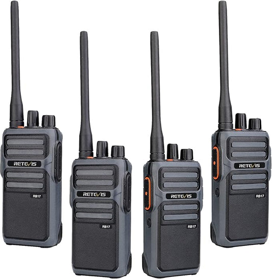 Retevis RB17 Walkie Talkies for Adults,Rechargeable 2 Way Radio with USB Charging,Durable Two Way Radios with 4400mAh Large Battery,Handsfree Emergency Alarm,for Gifts Skiing Hunting Outdoor(4 Pack)