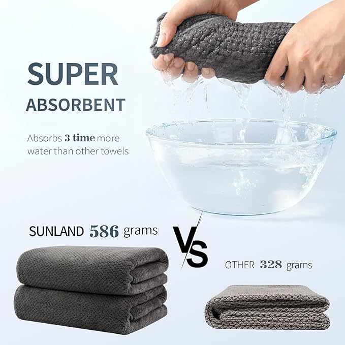 SUNLAND Microfiber Gym Bath Towel Ultra Soft Travel Camping Towel Super Absorbent Swimming Sport Towel for Adults and Children 24inchX48inch