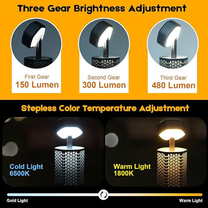 Telescopic Camping Lights, Rechargeable 10500mAh Camping Lantern with Storage Bag, Waterproof LED Camp Lamp with Magnetic, Portable Outdoor Tent Light for Hiking,Emergency,Fishing (Gray)