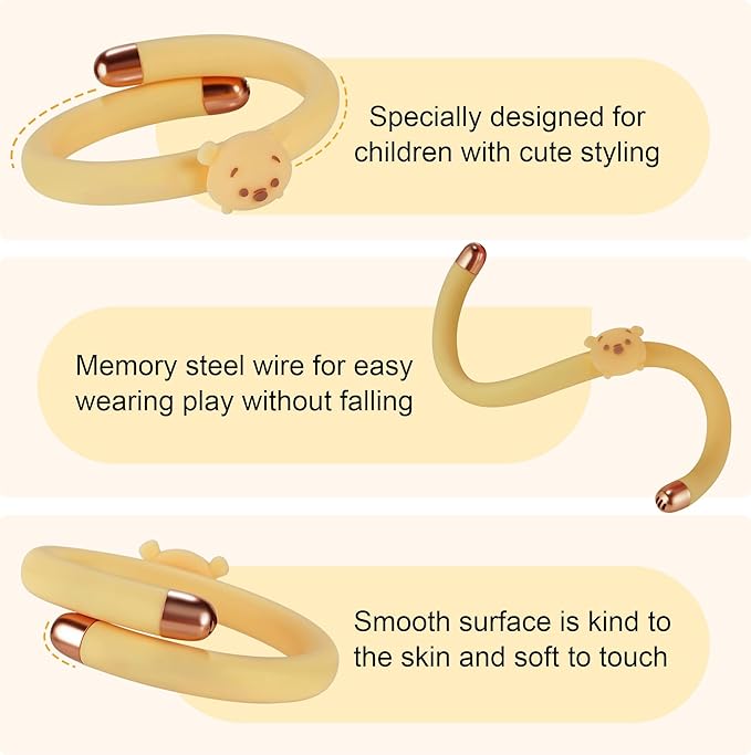 Mosquito Repellent Bracelets for Kids & Toddlers, Reusable Natural Bug Insect Repellent Bands, Waterproof DEET Free Wristband for Outdoor Camping Traveling Essentials (Yellow)