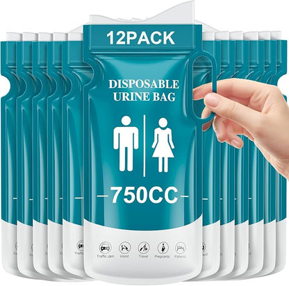 Pee Bags for Travel for Men,Disposable Urine Bags with Handle,Emergency Toilet Pee Bags,Pee Bags for Travel for Women Men,Pregnant,Patient,Kids,Travel,Car,Camping,Hiking