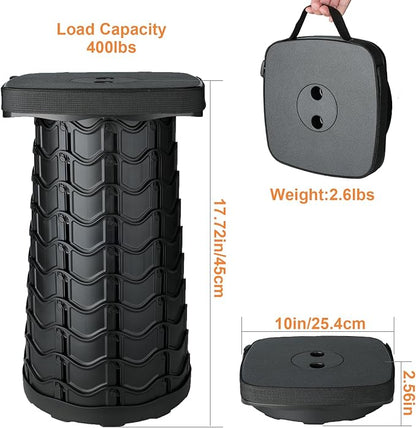 Boreeman 2 Pack Collapsible Stool, Square Shape, Lightweight Yet More Sturdy with Load Capacity 400lbs, Upgraded Portable Stool for Camping Fishing Hiking BBQ
