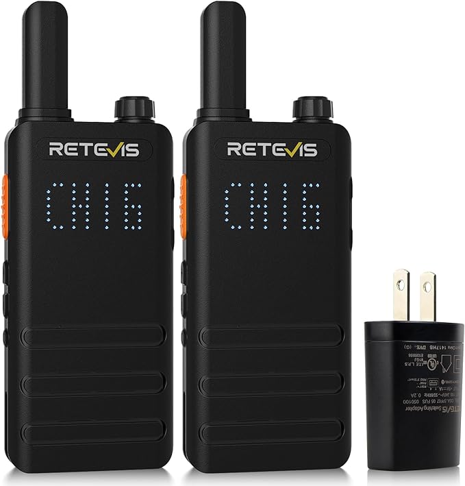 Retevis B3H Portable FRS Two-Way Radios,New Version of RT22(3.0),Rechargeable Walkie Talkies for Adults,Channel Display,Fashion Ultra-Thin, Handsfree 2 Way Radios for Camping Hiking Hunting(2 Pack)