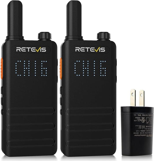 Retevis B3H Portable FRS Two-Way Radios,New Version of RT22(3.0),Rechargeable Walkie Talkies for Adults,Channel Display,Fashion Ultra-Thin, Handsfree 2 Way Radios for Camping Hiking Hunting(2 Pack)