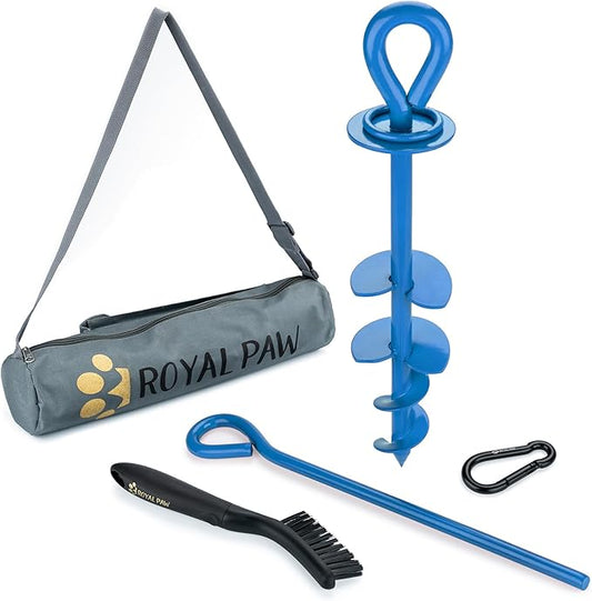 Dog Tie Out Stake - Heavy Duty Dog Stake for Large Dogs up to 210 lbs, Dog Stakes for Outside to use with Any Dog Tie Out Cable or Dog Leads for Yard (BA1-Azure Blue)