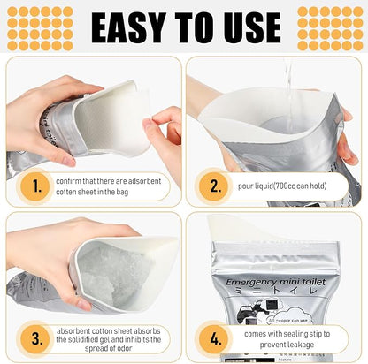 Nuogo 50 Pcs Disposable Urinal Bag Portable Camping Pee Bags Unisex Female Urinal Vomit Bags for Travel, Camping, Hiking for Women Men Kids Patient