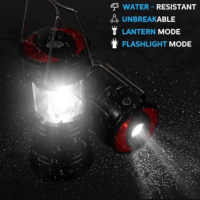 8 Pack Camping Lights and Lanterns Battery Powered Lanterns for Power Outages Lantern Flashlight Red Light and Magnet Base Collapsible Portable Waterproof Emergency Light for Hurricanes Outdoor Hiking