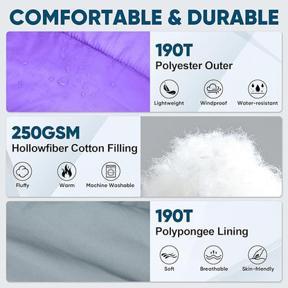 PTEROMY Sleeping Bags for Adults, Lightweight Water Resistant Backpacking Camping Sleeping Bag for Warm Cold Weather, Camping Essentials for Hiking Outdoor Travel