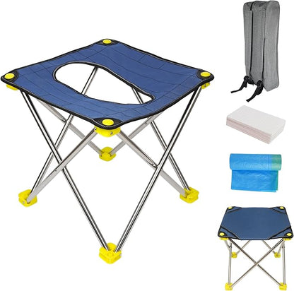 Upgrade XL Portable Toilet Camping Toilet,Foldable Travel Toilet Sturdy Stainless Steel Frame Portable Toilet for Camping,Hiking,Boating,Outdoor,Home