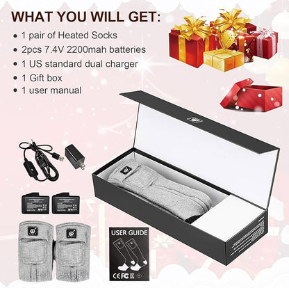 Heated Socks for Women Men,Foot Warmers Electric Rechargable Battery Heating Socks,Winter Cold Feet Hunting Ski Camping Hiking Riding Motorcycle Snowboating Thermal Warm Socks