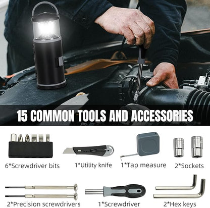 LED Lantern with Tool Kit, Fishing Gifts for Men, Christmas Gifts, Fathers Day Gifts, RealPlus Fishing Tool Kit for Men Dad Husband, Multitool Kit Gifts for Camping, Fishing, Hiking, Lighting