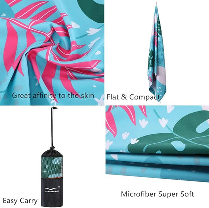 CHARS Microfiber Quick Drying Beach Towel Super Absorbent & Sand Free Towel for Kids Teens Adults Travel Gym Camping Pool Yoga Outdoor and Picnic(63"×31"/63"×39")