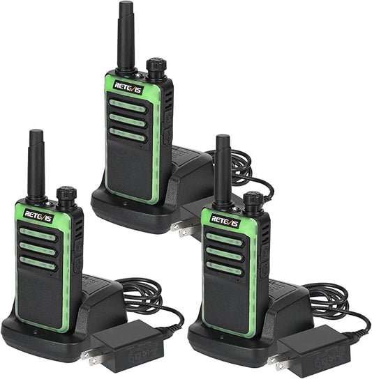 Retevis RB66 Fast Charging Walkie Talkies for Adults,Portable FRS Two-Way Radios,Flashlight,Fluorescent Design,Handsfree 2 Way Radio for Gift Family Camping Hiking Road Trip Skiing(3 Pack)