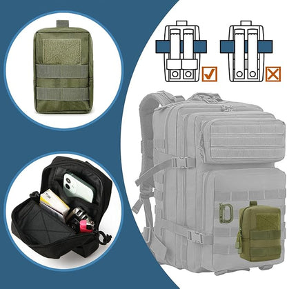 MUCHER 2 Pack Molle Pouches Tactical Pouches EDC Pouch Organizer Molle Bag Utility Pouch with 4 Carabiners for Outdoor Hiking Hunting Camping Training