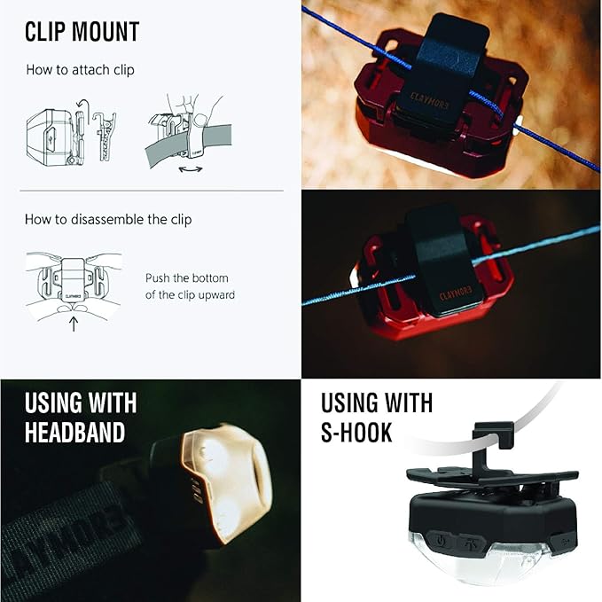 Claymore Heady2 (Black) - Rechargeable LED Headlamp Flashlight, Lightweight for Camping, Running, Hiking, Emergency & Industrial Use. USB-C Charging, Up to 40 Hours Battery Life, Waterproof.