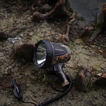 GOODSMANN 1500 Lumen Spotlight Halogen Water Resist Flashlight with 12V DC Car Charger Searchlight for Camping Boating Fishing Hunting Hiking Patrolling and Road Trips