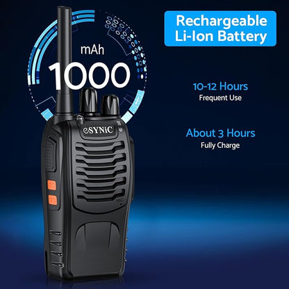 eSynic 2Pack Professional Walkie Talkies Rechargeable Walkie Talkies for Adults Clear Calls Long Range Walkie Talkies VOX 2 Way Radio Kids Gifts 16CH Walkie Talkies with Earpiece for in&Outdoor etc