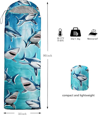 HOSIMA Dear Hunting Pattern Cold Weather Sleeping Bags for Adults,Black Light Weight Sleeping Bags for Kids Adults,WaterProof Sleeping Bags for Outdoors Hiking.