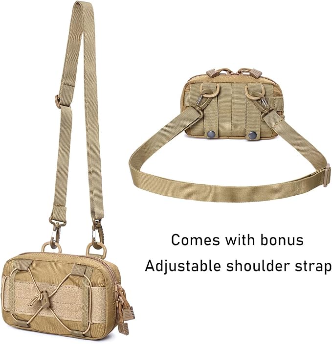 Tactical Molle Horizontal Admin Pouch Compact 1000D Utility EDC Tool Bag with Shoulder Strap