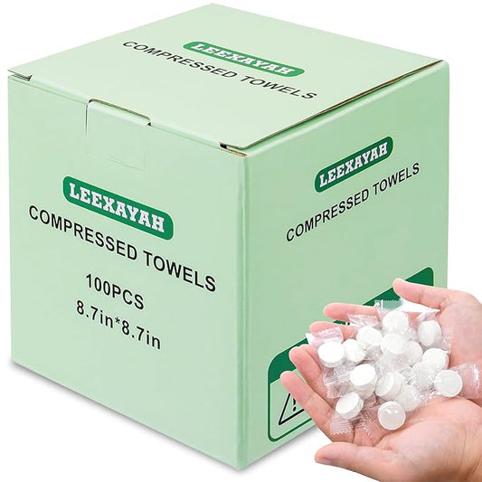 100 PCS Compressed Towel, Portable Compressed Towel Tablets, Compressed Hand Wipe Coin Paper Towel, Camping Wet Towel, Disposable Towel for Travelling, For Home Beauty Outdoor Sports