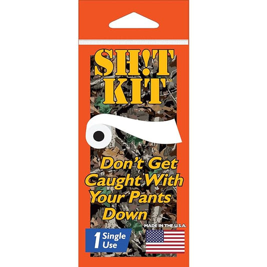 Sh!t Kit Single Use Portable Travel Bathroom Pack with 2 ply Toilet Paper (4ft), Disposal Bag, Wet Wipes & Hand Sanitizer for Hunting, Camping, Hiking, Outdoors, Backpacking & More, Single - 5 units