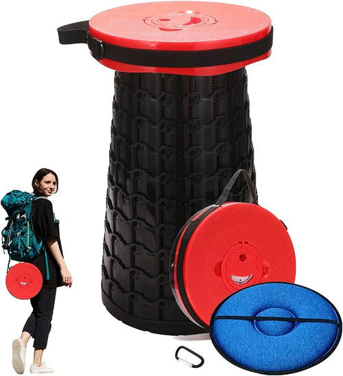 2025 Upgraded XXL Collapsible Stool with Cushion, 1000 lbs Capacity & 19.7-in High, Wider & Taller Heavy Duty Portable Telescoping Foldable Seat for Adults Camping, Travel, Music Festivals, Outdoors