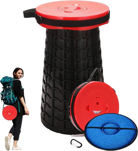 2025 Upgraded XXL Collapsible Stool with Cushion, 1000 lbs Capacity & 19.7-in High, Wider & Taller Heavy Duty Portable Telescoping Foldable Seat for Adults Camping, Travel, Music Festivals, Outdoors