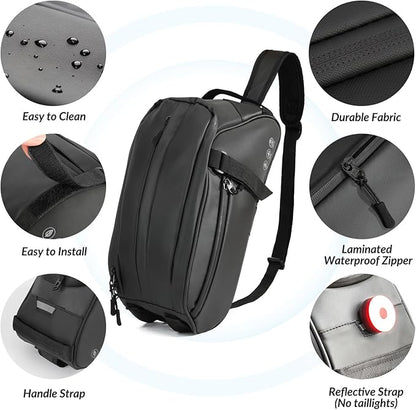 WOTOW Reflective Rear Rack Bag, Water Resistant Bike Saddle Bag Panniers for Bicycles, 8L Trunk Storage Bag, Cycling Back Seat Cargo Carrier Pouch With Shoulder Strap (With Rain Cover)