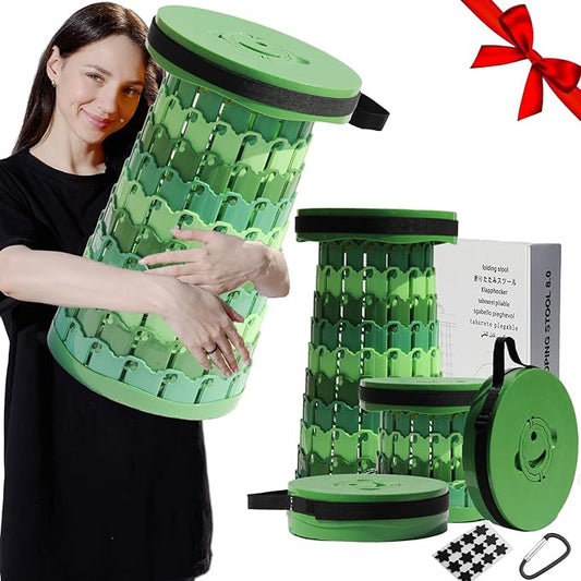 ALEVMOOM Upgraded 19.7" Portable Collapsible Folding Stool Retractable Telescoping Foldable Stool for Adults Heavy Duty Camping Sturdy with Max Load Capacity 1000lbs for Outdoor Fishing Hiking BBQ