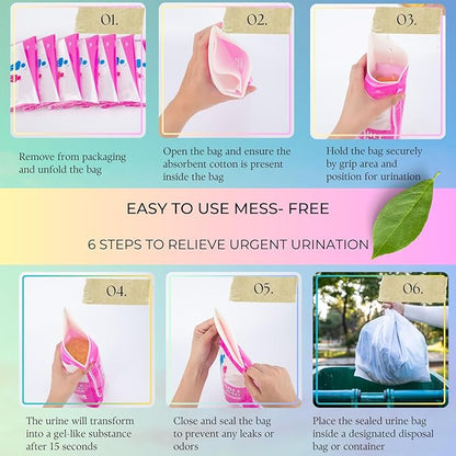 Disposable Urine Bag,12 Packs 700ML Disposable Urinal Bag for Travel, Emergency Portable Pee Bag and Vomit Bags, Toilet Bag for Camping, Traffic Jams, Pregnant, Patient, Kids (Pink - 12)