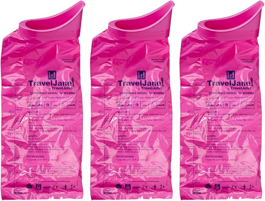 Travel Jane Emergency Bathroom Kit for Women - Portable Urinals for Traveling, Camping, Hiking - Odorless, Hygienic, Non-Toxic, Disposable (1pk - 18 Count)