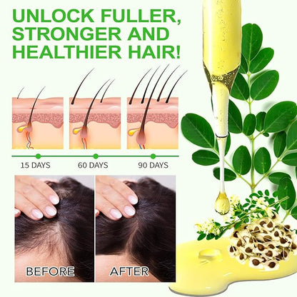 Premium Organic Moringa Oil Cold Pressed,Moringa Oil Unrefined for Hair & Skin Lightweight Face Oil, Natural Moisturizer in Glass Bottle 60ml