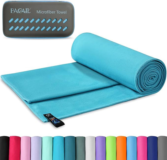BAGAIL Camping Towel with EVA Case, Compact & Ultra Soft Microfiber Travel Towel - Super Absorbent & Lightweight Quick Dry Towels for Sports, Beach, Gym, Backpacking, Hiking and Yoga