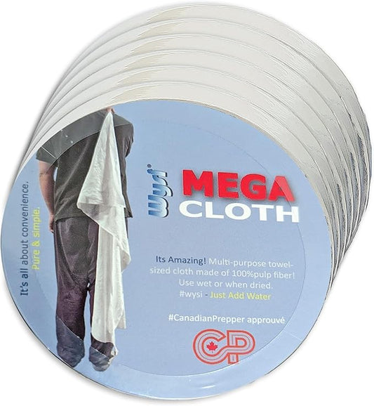 Compressed MEGA Cloths, 22x48 Travel Towel Tablets - Pack of 6 - Soft, Lint-Free, Just Add Water - Camping - Cleaning - Emergency Preparedness Kits - 100% All Natural Cellulose Utility Cloths