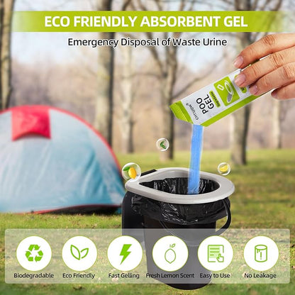 Portable Toilet Absorbent Gel Powder, 60 Pack Poo Gel for Camping Eco Absorbent Gel, Poo Urine Powder for Camping Outdoor Hiking Fast-Acting Gel