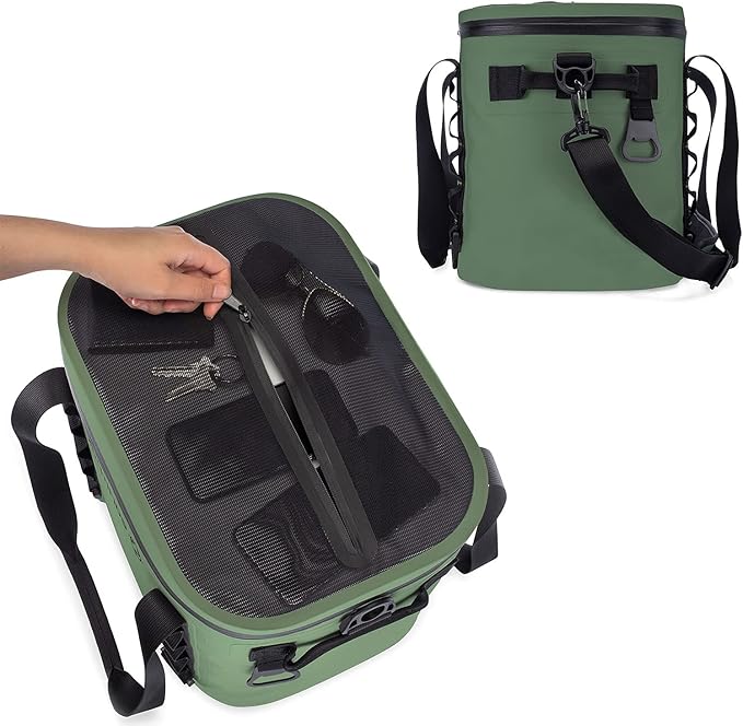 Earth Pak Heavy Duty Waterproof 20-Can Soft Cooler Bag for Camping, Kayaking, Beach Trips - Mesh Bag Insert Included