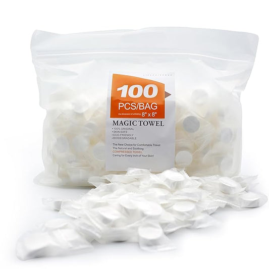 Mini Compressed Towels are Expandable Towels,Compressed Towel Tablets can be Travel Compressed Facial Towels ,Camping Compressed Towelettes,Home Beauty Wipes- Soft, Durable,Thickened Reusable(100Pcs )
