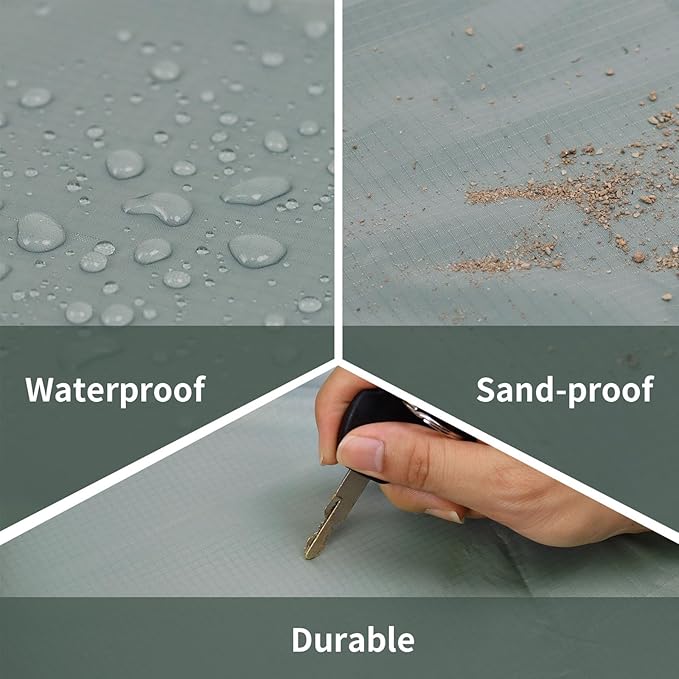Frelaxy Pocket Picnic Blanket, Waterproof Beach Blanket, Compact Camping Blanket, Lightweight Outdoor Blanket for Beach Festival Camp Picnic Hiking Travel (Grey, 57'' x 71'')