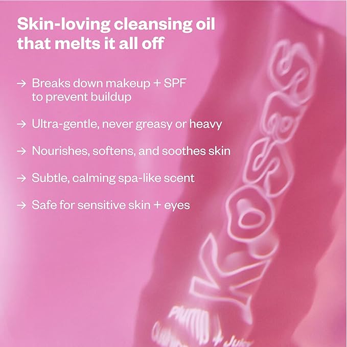 Kosas Plump + Juicy Cushiony Calm Botanical Cleansing Oil – Hydrating Makeup Remover for Face + Eyes, Removes Makeup + SPF, Softens Skin, Boosts Skin Barrier with Botanical Oils and Ceramides
