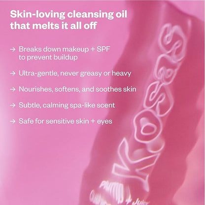 Kosas Plump + Juicy Cushiony Calm Botanical Cleansing Oil – Hydrating Makeup Remover for Face + Eyes, Removes Makeup + SPF, Softens Skin, Boosts Skin Barrier with Botanical Oils and Ceramides