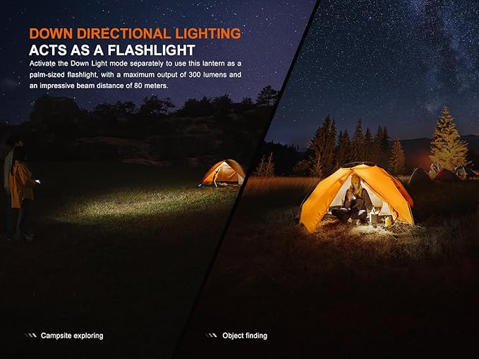 Fenix CL22R 500 Lumen Compact Lantern, USB-C Rechargeable and Multifunctional with Red Light and Colorful Ambient Lights for Camping, Hiking, Fishing (Polar Night Black)