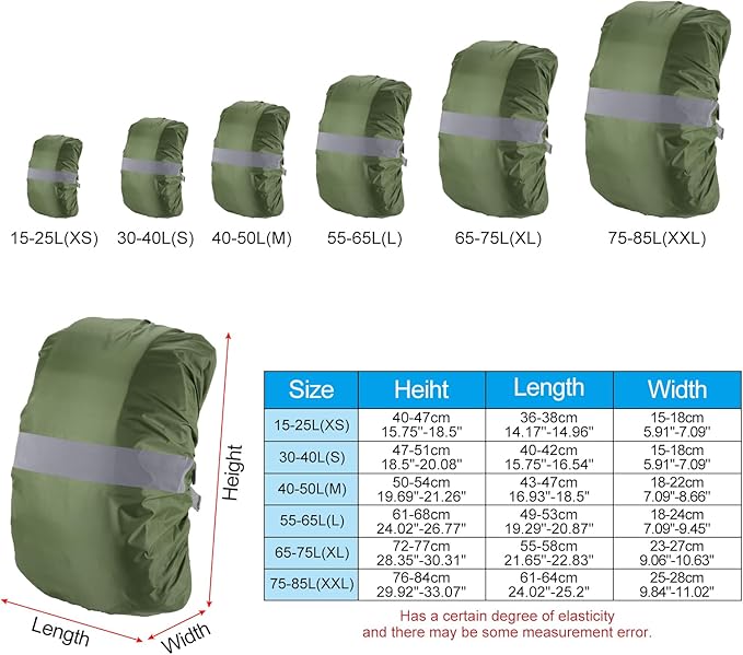 PATIKIL Waterproof Backpack Rain Cover, Non-Slip Backpack Cover with Reflective Strap Stay Dry for Hiking, Camping, Hunting
